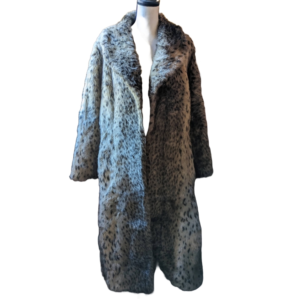SOLD Vintage Full Length Faux Leopard Print Coat Large